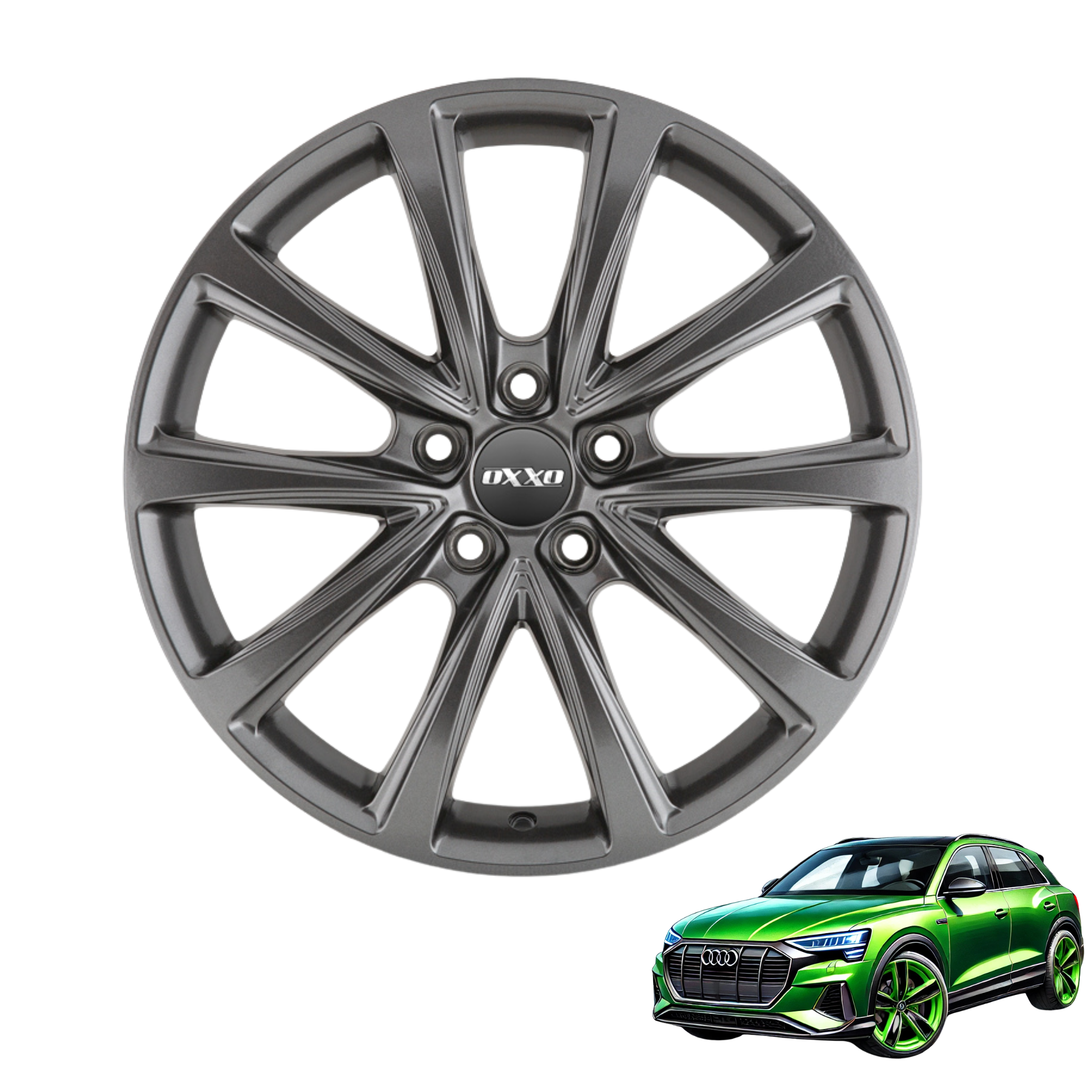Winterkomplettrad passend für Audi Q4 e-tron 19 Zoll OXXO Liberty Dark Gunmetal (4 Stück)