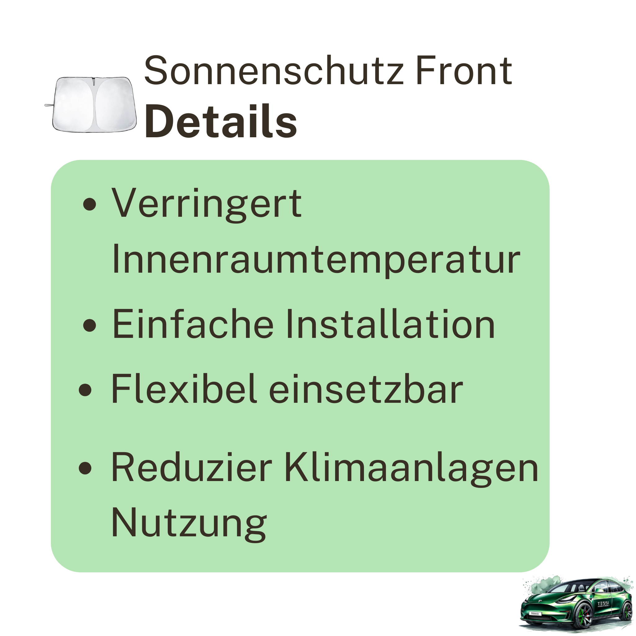 Sonnenschutz Windschutzscheibe Tesla Model 3/Y