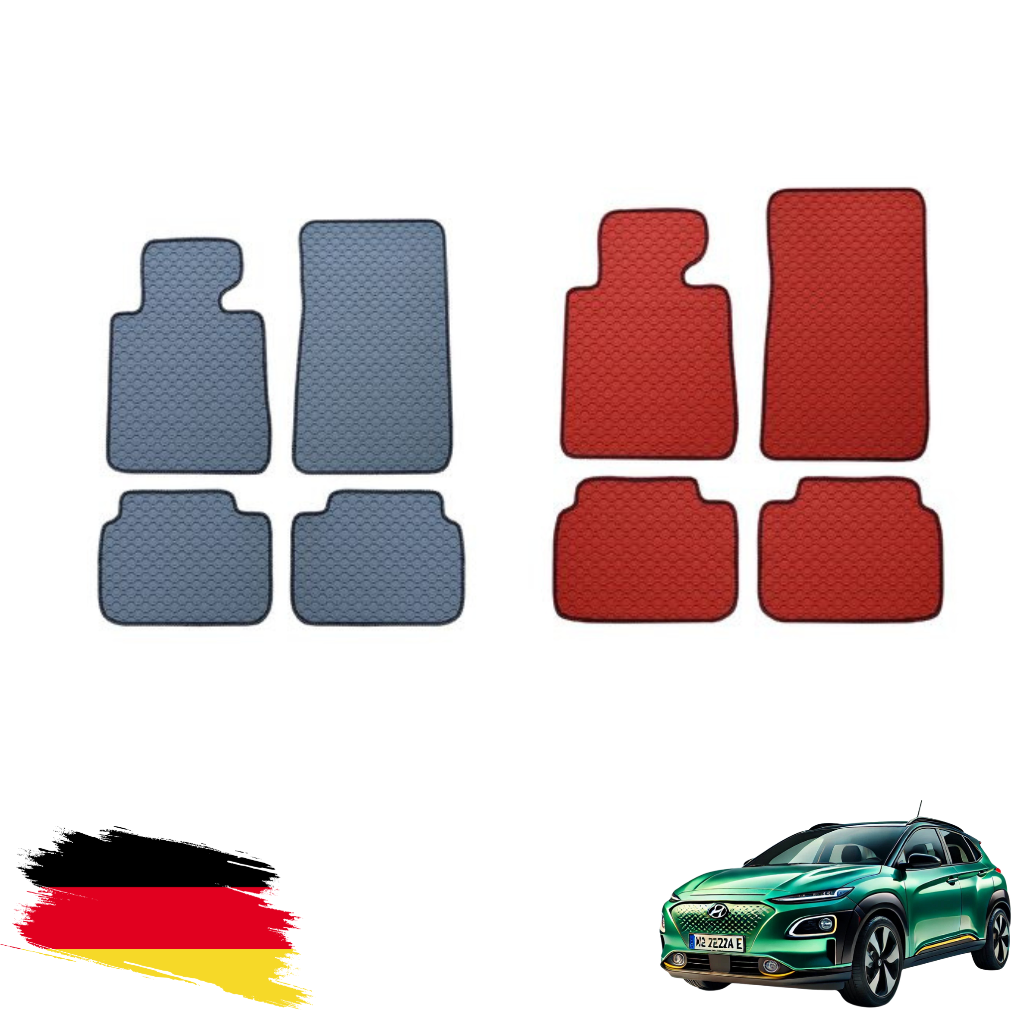 Gummimatten Hyundai Kona Grau & Rot