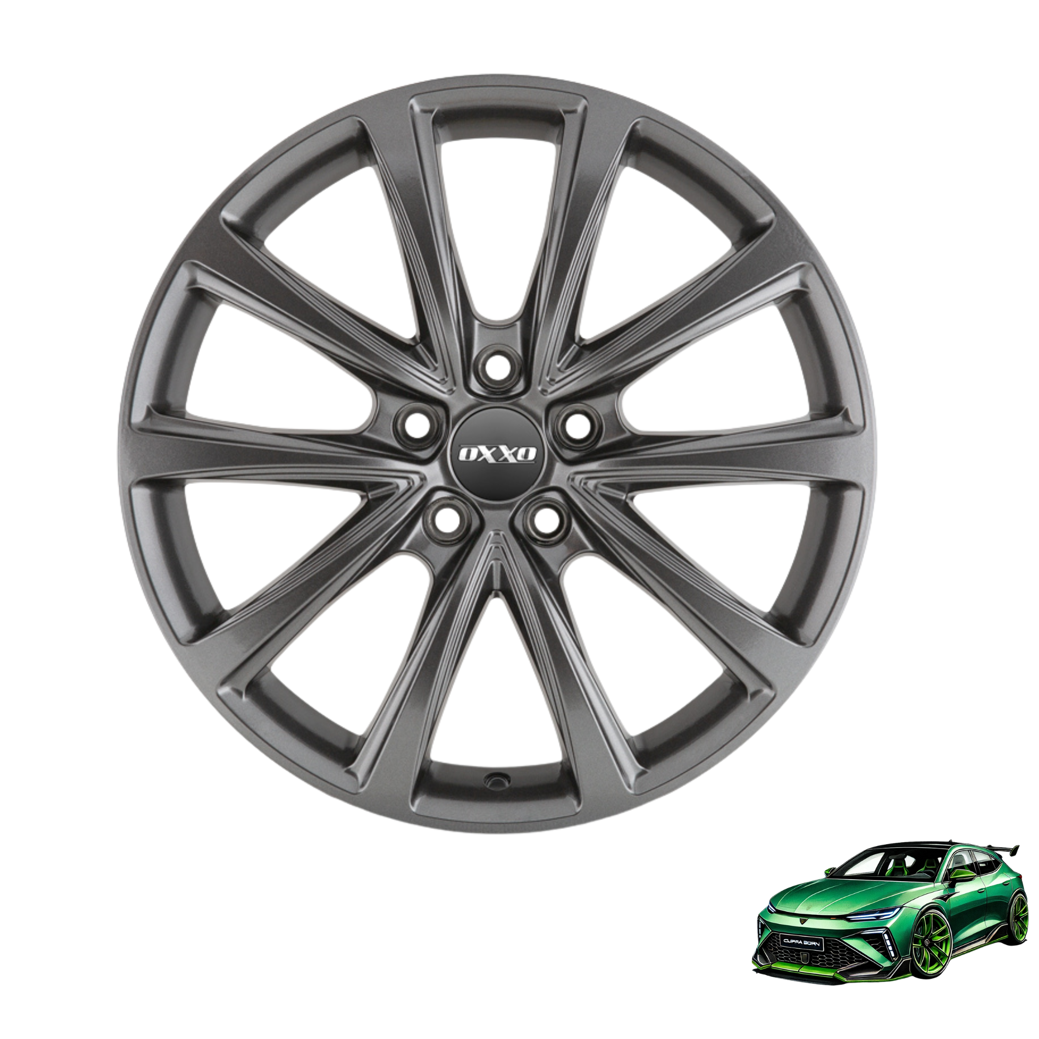 Winterkomplettrad passend für Cupra Born 18 Zoll OXXO Liberty Dark Gunmetal (4 Stück)