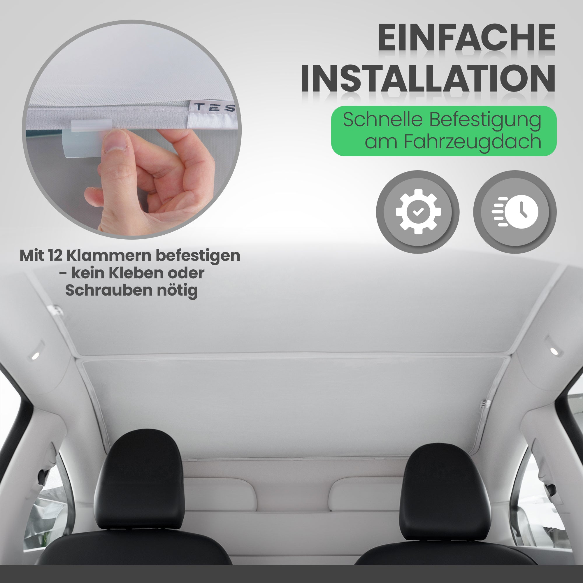 Tesla Model Y Juniper Sonnenschutz-Set mit UV-Schutz (Glasdach + Windschutzscheibe faltbar)